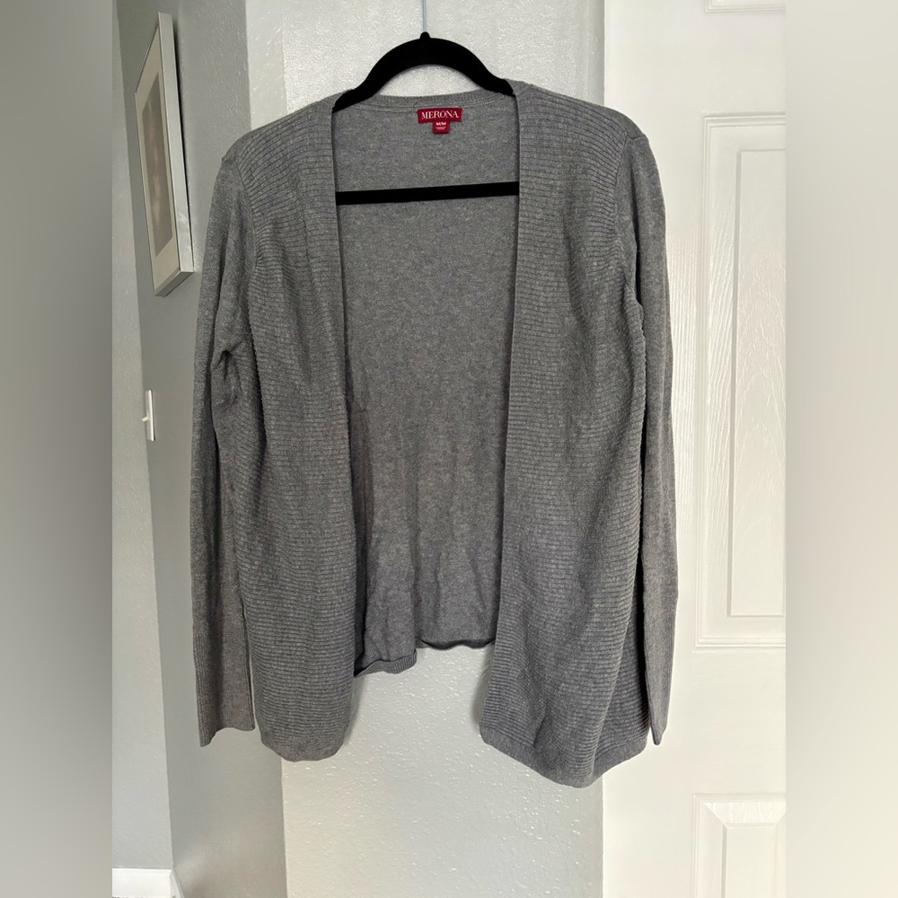 Merona Gray Women's Sweater Cardigan Open Front Size M